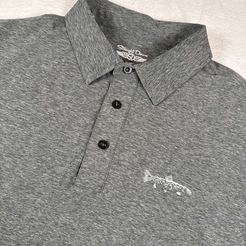 Straight Down Mens XL Heather Gray Performance Stretch Golf Polo Short Sleeve